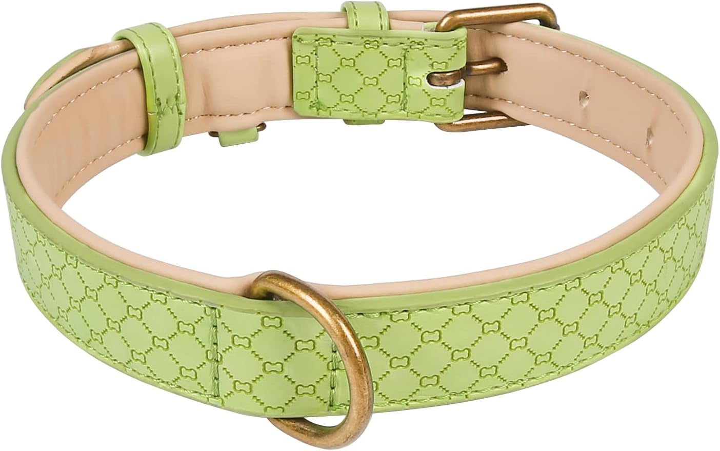 Basic Classic Luxury Padded Leather Dog Collar - Rust Proof Brass Strong Leather Collar Heavy Duty Alloy Hardware Best for Small, Medium, Large Dogs