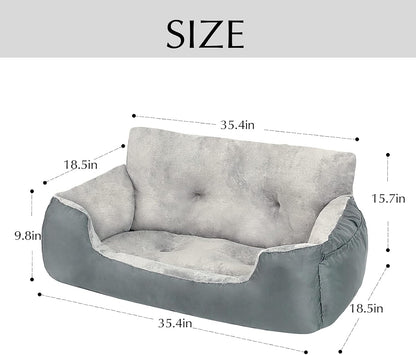 Dog Car Seat - Washable, Anti-Slip Booster for Medium Dogs up to 65 LBS, 2 Seat Belts